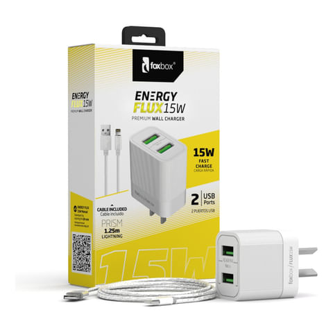 Cargador De Pared Foxbox Flux 15w Blanco Iphone