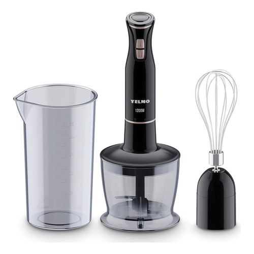 Mixer Licuadora De Mano Yelmo Lm-1555 Bowl Picador + Vaso Color Negro