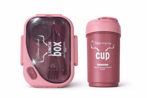 SET LUNCHERA +VASO PLAST COLORES SURTIDOS