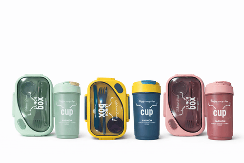 SET LUNCHERA +VASO PLAST COLORES SURTIDOS