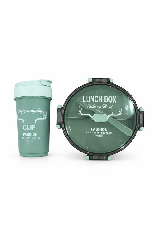 SET LUNCHERA CON BOTELLA Y CUCHARA PLASTICA